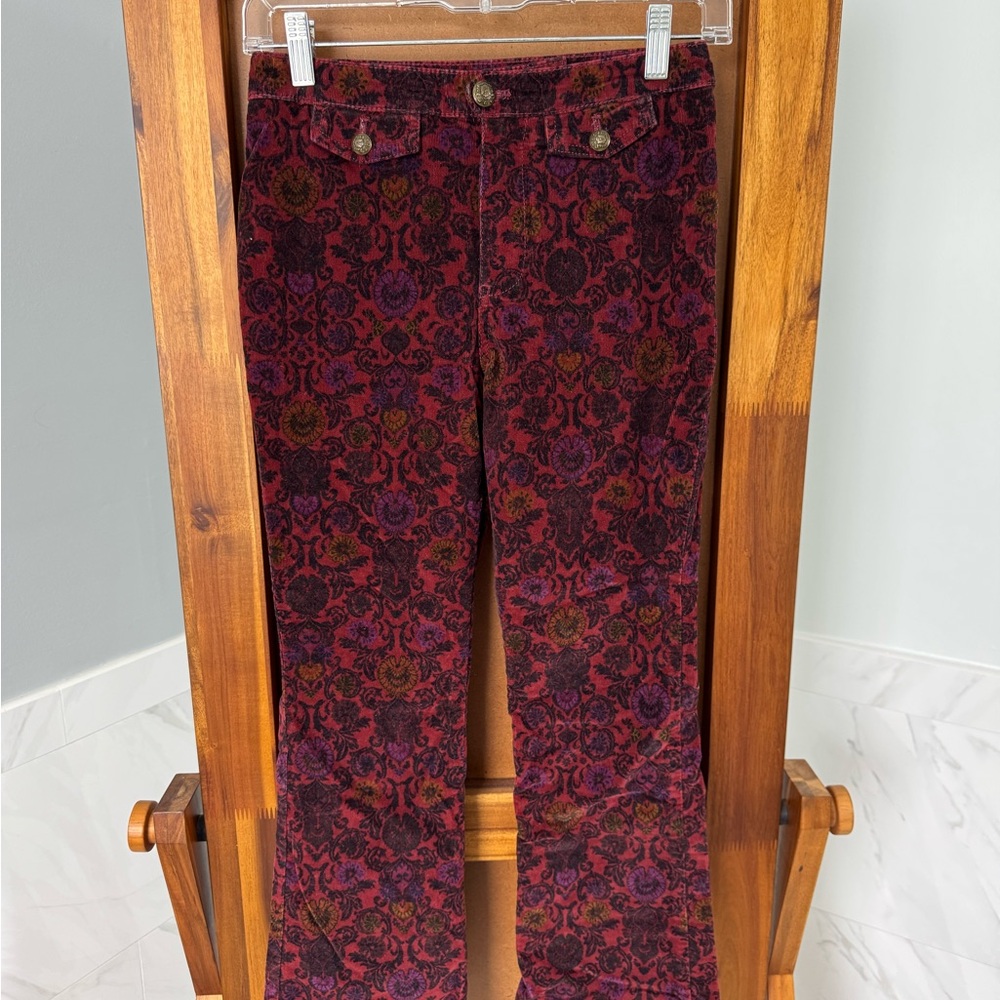 Free People Red and Purple Corduroy Pants